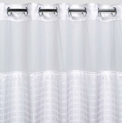 Registry Hook-Free Checkered Windowed Shower Curtain, 71" x 77"