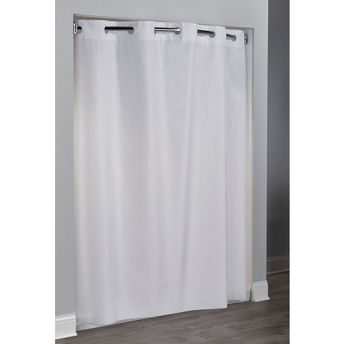 Hookless Embossed Moirè Fabric Shower Curtain, White, 71" W x 74"